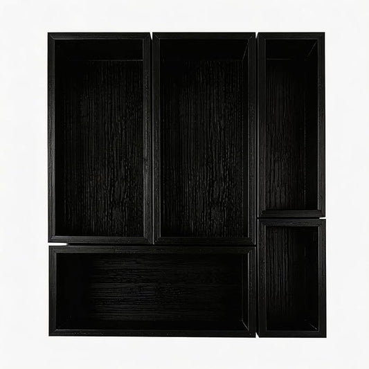 bamboo drawer organizer Set,expandable drawer dividers,wooden storage organizers,drawer organizers for kitchen, bathroom,flatware,Tea Bag Organizer (1 X 5PCS Black) by Teicui