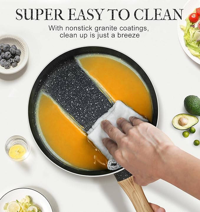 MICHELANGELO Saucepan Set, Nonstick Sauce Pans with Granite Coatings, Stone Sauce Pan with Lids, Non Stick Pot Sets, Sauce Pots 3 Piece, 1Qt, 2Qt & 3Qt - Image 5