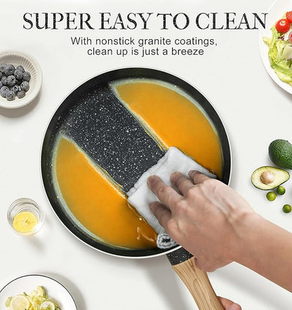 MICHELANGELO Saucepan Set, Nonstick Sauce Pans with Granite Coatings, Stone Sauce Pan with Lids, Non Stick Pot Sets, Sauce Pots 3 Piece, 1Qt, 2Qt & 3Qt - Image 5