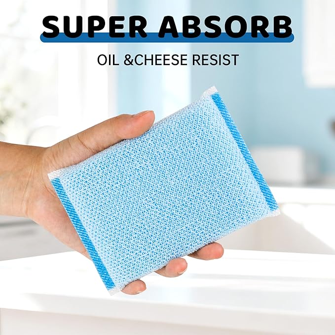 20 Pack All-Purpose Kitchen Sponges, Non Scratch, for Washing and Cleaning Dishes, Non-Stick Cookware, Premium Scrubbers, Ideal for Kitchen, Bathroom