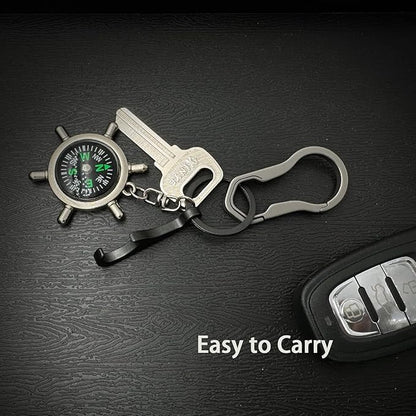 Titanium Bottle Opener, Small Keychain Beer Bottle Opener Can Opener with Stainless Steel Key Ring 2 Packs(Black)