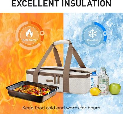 TOURIT Insulated Casserole Carrier for Hot or Cold Food Thermal Food Carrier for Picnic Cookouts Potluck Parties Fits 9" x 13" Baking Dish - Image 3