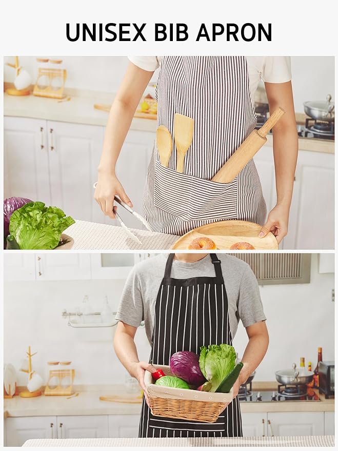 Syntus Apron for Men Women, Adjustable Cooking Kitchen Chef Aprons with 2 Pockets, Cotton/Polycotton/Polyester - Image 7