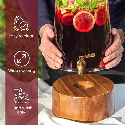 FOODLE Large Glass Drink Dispenser with Spigot - Glass Beverage Dispenser with Stand - Perfect for Parties & Weddings - Pitcher for Lemonade, Water, Sangria, Punch & Juice - Leakproof - 1.72 Gallon - Image 6