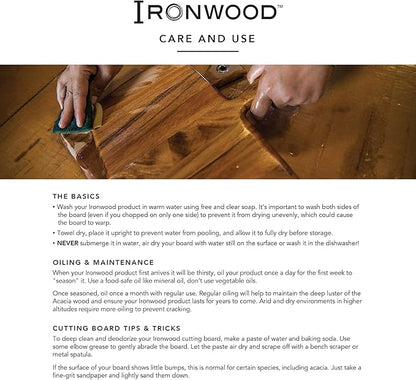 Ironwood Gourmet Large End Grain Prep Station Acacia Wood Cutting Board, 14 x 20-Inch, Brown - Image 7