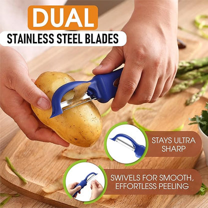 Spring Chef Premium Swivel Vegetable Peeler, Soft Grip Handle and Ultra Sharp Stainless Steel Blades - Perfect Kitchen Peeler For Veggie, Fruit, Potato, Carrot, Apple - Sapphire - Image 2