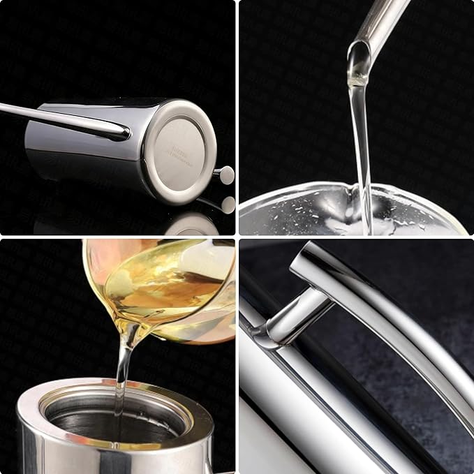 KSENDALO Stainless Steel Olive Oil Dispenser - 24oz/700mL Leakproof Oil Bottle, Premium One-Piece Design with Long Narrow Spout, Vertical Handle Kitchen Cruet for Precision Pouring - Image 5