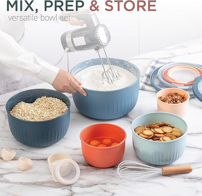 COOK WITH COLOR Prep Bowls with Lids- Wide and Deep Nesting Plastic Small Mixing Bowl Set with Lids, 12 Piece Set - Deep Bowls, Multicolor - Image 2