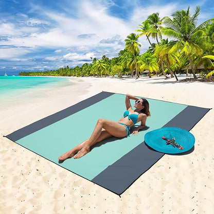 WIWIGO Beach Blanket Waterproof Sandproof Beach Mat 79" X 83"/10'x9'for 2-8 Adults Quick Drying Outdoor Picnic Mat Beach Accessories for Travel, Camping, Hiking - Image 5
