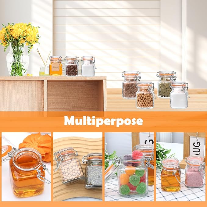 Encheng 4 oz Glass Jars With Airtight Lids And Leak Proof Rubber Gasket,Small Mason Jars With Hinged Lids For Kitchen, Mini Spice Jars With Twine And Tags Labeling 30 Pack - Image 6