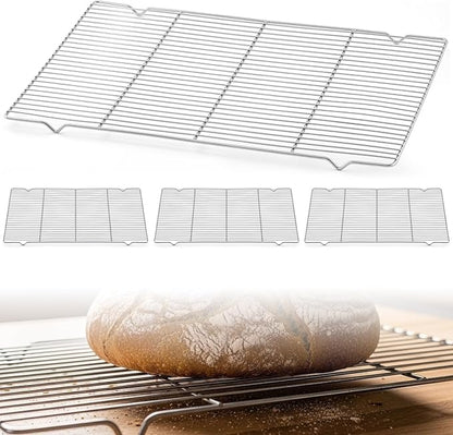 Lounsweer 4 Pcs Cooling Racks, 24L X 16W X 1H Stainless Steel Wire Rack for Baking Sheet, Large Cookie Cooling Rack, Oven Safe Cooking Racks for Sheet Pan, Dishwasher Safe, Full Size