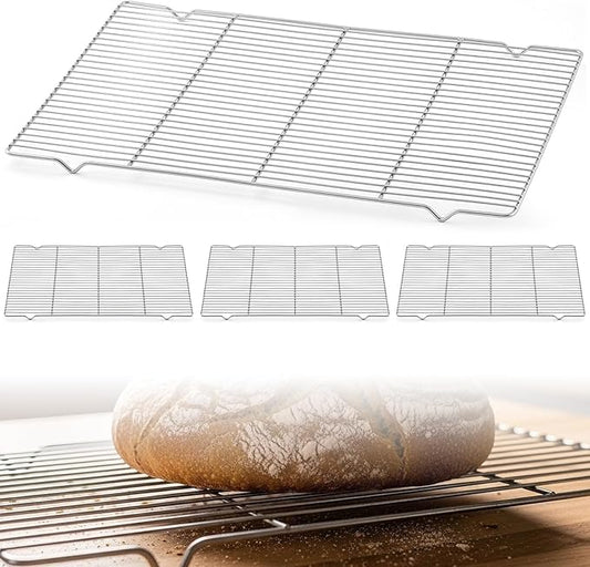 Lounsweer 4 Pcs Cooling Racks, 24L X 16W X 1H Stainless Steel Wire Rack for Baking Sheet, Large Cookie Cooling Rack, Oven Safe Cooking Racks for Sheet Pan, Dishwasher Safe, Full Size