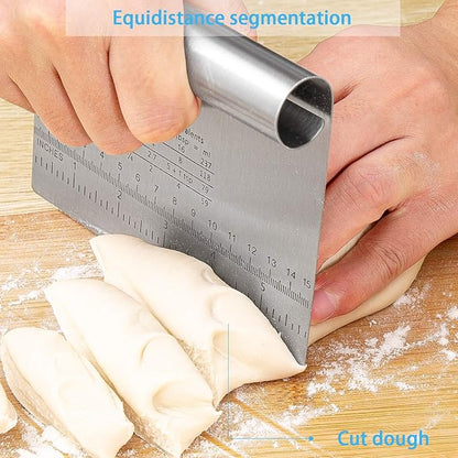 Pro Dough Pastry Scraper/Cutter/Chopper Stainless Steel Mirror Polished with Measuring Scale Multipurpose- Cake, Pizza Cutter - Pastry Bread Separator Scale Knife 2PCS - Image 5