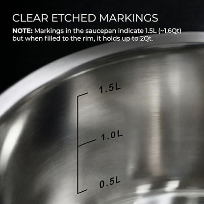 SUNHOUSE Stainless Steel Sauce Pan with Lid - Tri-Ply 2 Quarts Steamer for Cooking, Small Cooking Pot with Steamer Basket, Induction Compatible Steam Pot for Vegetable - Image 5