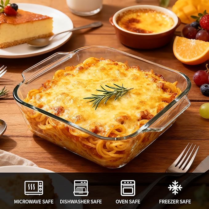 6"x6" Baking Pan, Square Baking Dishes 2 Pack Glass Bakeware Dish For Casserole Lasagna Brownie, Perfect for Reheating Individual Portions in Oven, Microwave or Air Fryer - Image 4