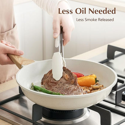 SENSARTE Nonstick Ceramic Frying Pan with Lid 8/9.5/10/11/12.5 Inch Omelet Pan Skillet, Free of Intentionally Added PFAS/PTFE Non-toxic Chef's Pan Induction Compatible Pan, Heat Resistant Handle - Image 4
