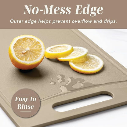 COOK WITH COLOR Non-Slip Cutting Board Set – Kitchen Essentials with Easy Grip Handle for Meat, Veggies, and Fruits, 4 Cutting Boards, Brown - Image 4