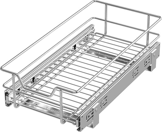Pull Out Cabinet Organizer 9" W X 17" D, Slide Out Drawers For Kitchen Organizers and Storage, Pull Out Drawers For Cabinets Capacity Heavy Duty Caddy, Cabinet Shelves Chrome-Plated, Bathroom Pantry by STORKING