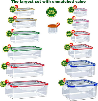 70 Pcs Large Food Storage Containers with Lids Airtight-2500ML to Small Box,Total 22812 ML Stackable Kitchen Bowls Set(35 Containers,35 Lids)-BPA Free Leak proof Plastic Boxes-Microwave safe - Image 2