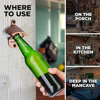 Outdoor Bottle Opener Wall Mounted - Style Magnetic Beer Bottle Opener that Catches Caps - Easy to Install and Incredibly Convenient - Image 5