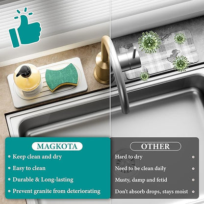 Water Absorbing Stone Tray, Quick Drying Diatomite Bathroom Tray Countertop, Stone Drying Mat for Kitchen Counter, Soap Dish Dispenser Vanity Organizer, White-B-8.3" x 4" - Image 5
