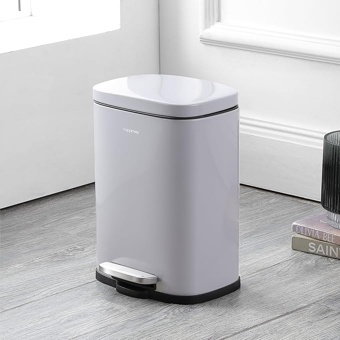 happimess HPM1006I Connor Rectangular 13-Gallon Trash Can with Soft-Close Lid and Free Mini Trash Can, Fingerprint Resistant, Modern, Minimalistic for Home, Kitchen, Office, Bathroom, Fog Gray - Image 7