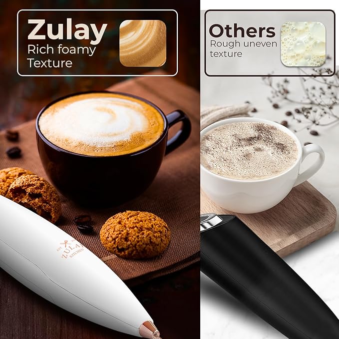 Zulay Kitchen Patented Tornado Triple Whisk Milk Frother with 4 Duracell Batteries – Handheld Foam Maker for Coffee, Lattes, Matcha & Hot Chocolate – Rich, Creamy Froth in Seconds - Gold Rose - Image 6