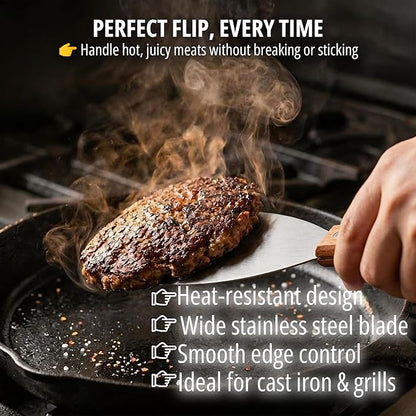 Griddle Scraper, Heavy Duty Stainless Steel Grill Scraper with Handle – Durable Griddle Scrapers for Flat Tops, Flat Top Grill Cleaner & BBQ Tools for Outdoor Grill, Easy Grease Removal (Style 03)