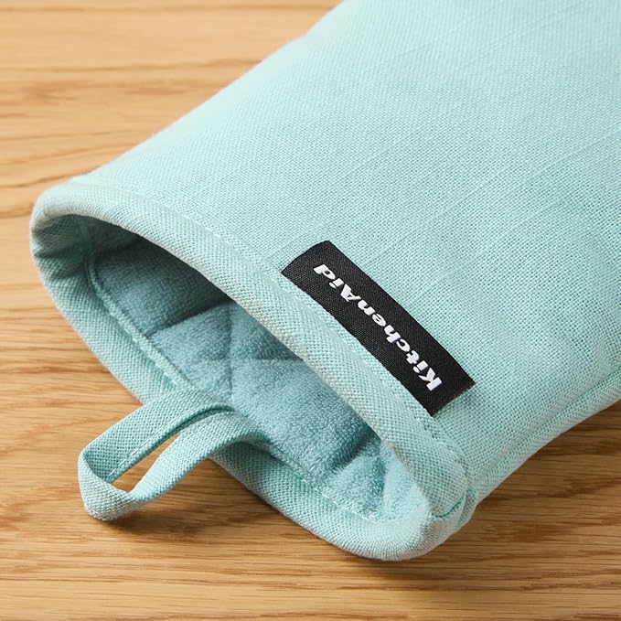 KITCHENAID Gourmet Series Gridlines Mini Oven Mitts 2-Pack Set, Heat Resistant up to 600°F, Soft Silicone Grip, Magnetic Cuff, Mineral Water Aqua, 5.5"x9" - Image 4