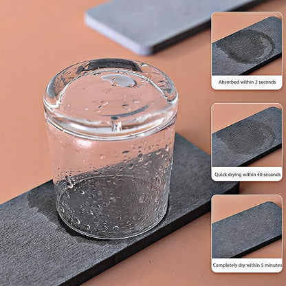 NiuYichee 2 Pcs Water Absorbing Stone Trays, Kitchen/Bathroom Sink Soap Dish, Diatomite Tray Used for Hand Soap & Cosmetic Bottles in The Modern Home, 3.15" W x 10.2" L, Dark Gray