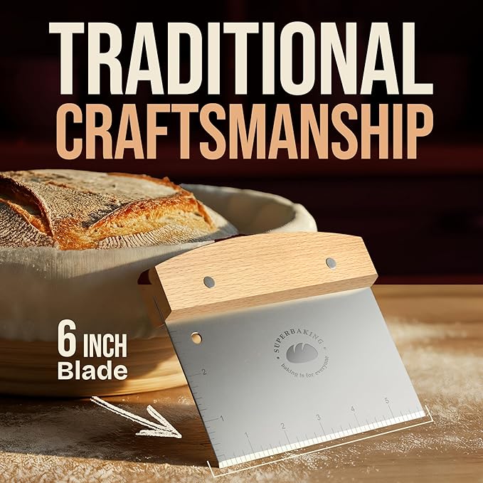 Superbaking Dough Scraper - 6" Bench Scraper - Dough Cutter with Ruler - Pastry & Cake Scraper - Kitchen Tools Sourdough Baking Supplies - Bread Making Tools & Accessories for Home Bakers - Image 6