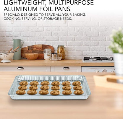 Stock Your Home Aluminum Pans - 15 Pack Disposable Aluminum Foil Trays - Reusable Nonstick Baking Sheets - 16 Inch x 11 Inch - Image 4