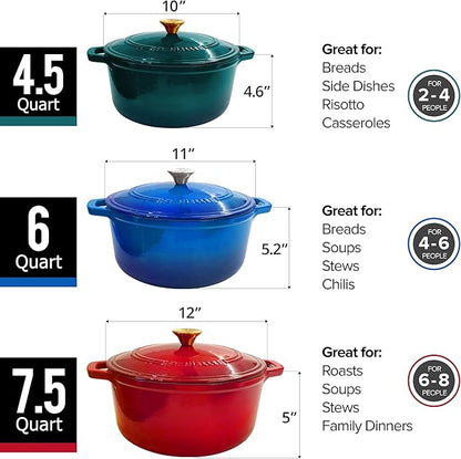 MUELLER HOME 7.5 QT Enameled Cast Iron Dutch Oven, Heavy-Duty Casserole Dish and Braiser Pan with Lid and Stainless Knob, Oven-Safe up to 500° F & Across All Cooktops, Aqua Blue - Image 8