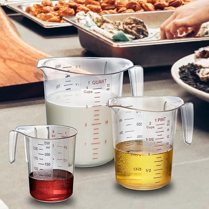 Amazing Abby - Melissa - Plastic Measuring Cups (3-Piece Set), Food-Grade Measuring Jugs, 1/2/4-Cup Capacity, Unbreakable, Stackable, Dishwasher-Safe, Great for Oil, Vinegar, Flour, and More - Image 3