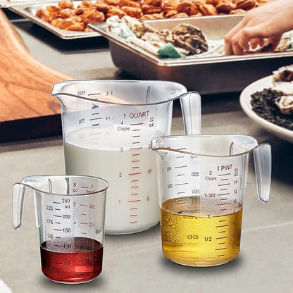 Amazing Abby - Melissa - Plastic Measuring Cups (3-Piece Set), Food-Grade Measuring Jugs, 1/2/4-Cup Capacity, Unbreakable, Stackable, Dishwasher-Safe, Great for Oil, Vinegar, Flour, and More - Image 3