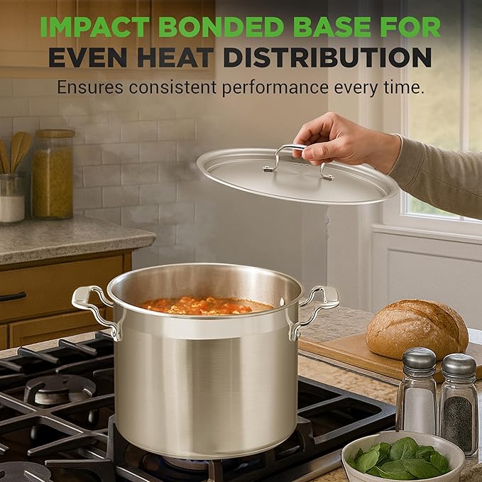 NutriChef Stainless Steel Cookware Stockpot - 14 Quart, Heavy Duty Induction Pot, Soup Pot with Stainless Steel Lid, Gas, Induction, Ceramic, Glass and Halogen Cooktops Compatible - NCSPT14Q - Image 6