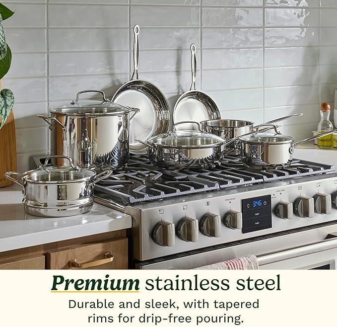 Cuisinart Chef’s Classic 11-Piece Stainless Steel Pots and Pans Set, Cookware Set Compatible with Induction, Electric, Gas Cooktops, Aluminum Core for Even Heat, Cool Grip Handles, Dishwasher Safe - Image 3