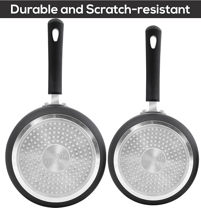 Utopia Kitchen Nonstick Stock Pot Saucepan Set with Lids, 2 Quart and 3 Quarts Multipurpose Stock Pots Set for Home, Kitchen or Restaurant, Grey & Black - Image 4