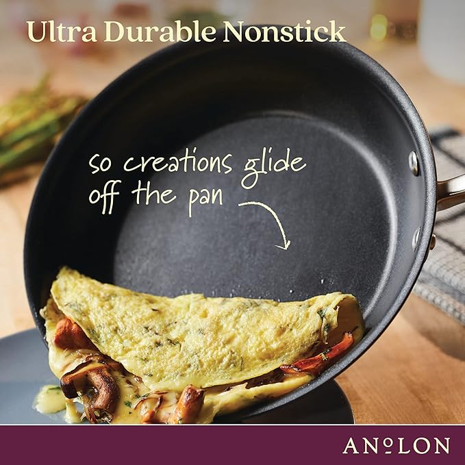 Anolon Advanced Home Hard Anodized Nonstick Sauté Pan with Helper Handle and Lid, 5 Quart - Moonstone - Image 5