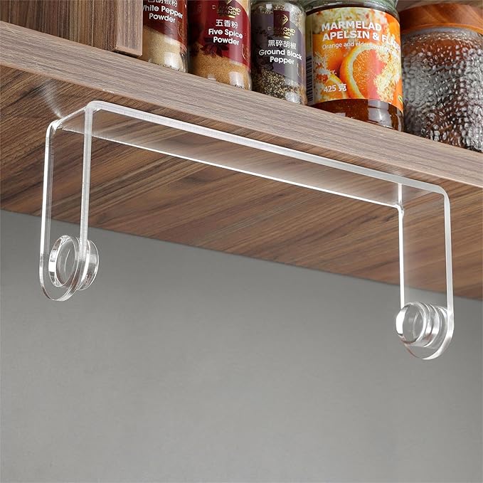 ZUNTO Acrylic Paper Towel Holder - Adhesive Paper Towel Roll Holder Under Cabinet, Clear Plastic Wall Mounted Paper Towel Rack for Kitchen, Frees up Counter Space by ZUNTO