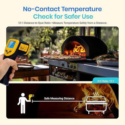 Etekcity Infrared Thermometer Laser Temperature Gun 774, Meat Food Candy Oven Thermometer for Griddle Accessories, Heat Gun for Cooking Refrigerator Tools, Adjustable Emissivity & Max Measure, Yellow - Image 4