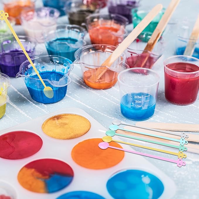 LET'S RESIN Epoxy Mixing Cups Kit,200Pcs, Plastic, 30ml Disposable Measuring Cups,50 Wooden Stirring Sticks for Paint Mixing, Jewelry Making - Image 6