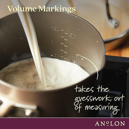 Anolon Advanced Home Hard Anodized Nonstick Sauce Pan/Saucepan with Straining and Lid, 2 Quart (2 Qt Straining Saucepan, Bronze)