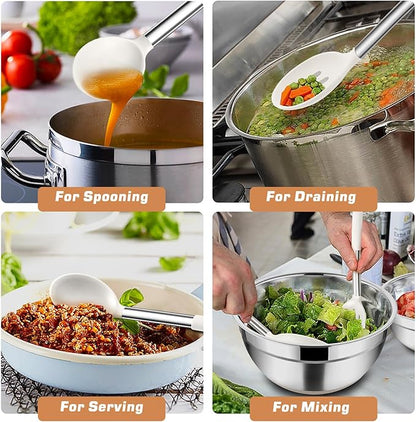 TeamFar Kitchen Utensils, 4 PCS Silicone Cooking Utensils with Stainless Steel Handle, for Nonstick Cookware Frying/Flipping/Draining, Non-toxic & Heat-proof, Non-scratch & Dishwasher Safe - Image 4