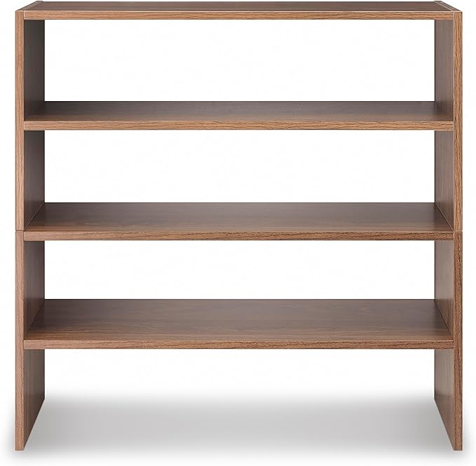 Whitmor Wood Stackable 2-Shelf Shoe Rack, Walnut, 24 inches - Image 5