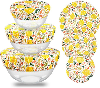 wegreeco Elastic Reusable Bowl Covers for Bread Proofing, Fabric Cloth Sourdough Bowl Covers for Proofing - Set of 3, Lemon