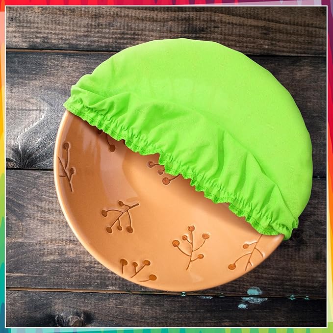Patelai 10 Pcs Bowl Covers Reusable in 5 Size Stretch Cloth Fabric Elastic Food Storage Bowl Covers Bread Sourdough Lids for Proofing Food Fruits Leftover(Rainbow,Rainbow Style) - Image 4