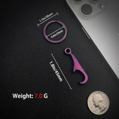 Titanium Bottle Opener, Small Keychain Beer Bottle Opener Can Opener with Stainless Steel Key Ring (Color)