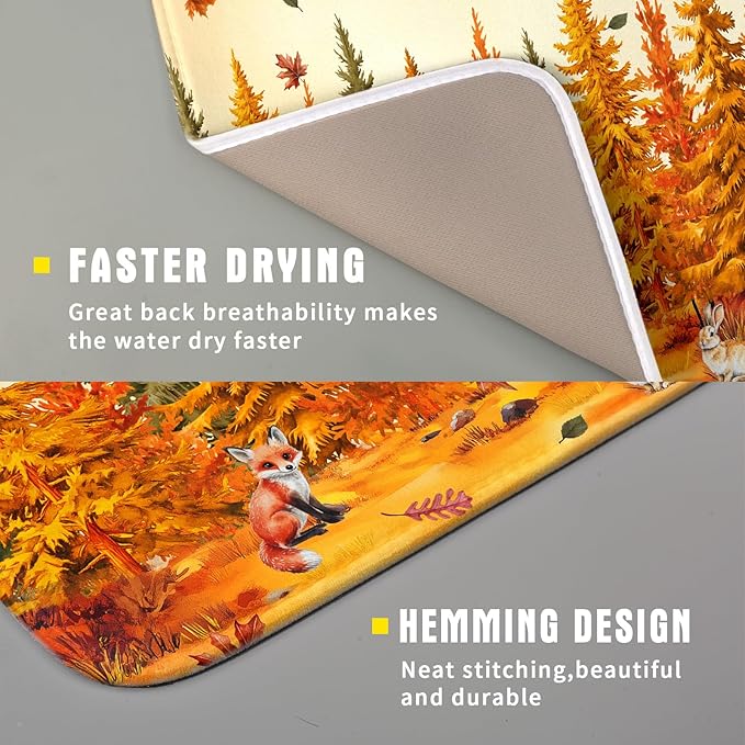 Autumn Drying Matt Kitchen Counter Small Absorbent Coffee Mat Fall Forest Microfiber Drying Mat for Holiday Decor - Image 3