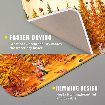 Autumn Drying Matt Kitchen Counter Small Absorbent Coffee Mat Fall Forest Microfiber Drying Mat for Holiday Decor - Image 3